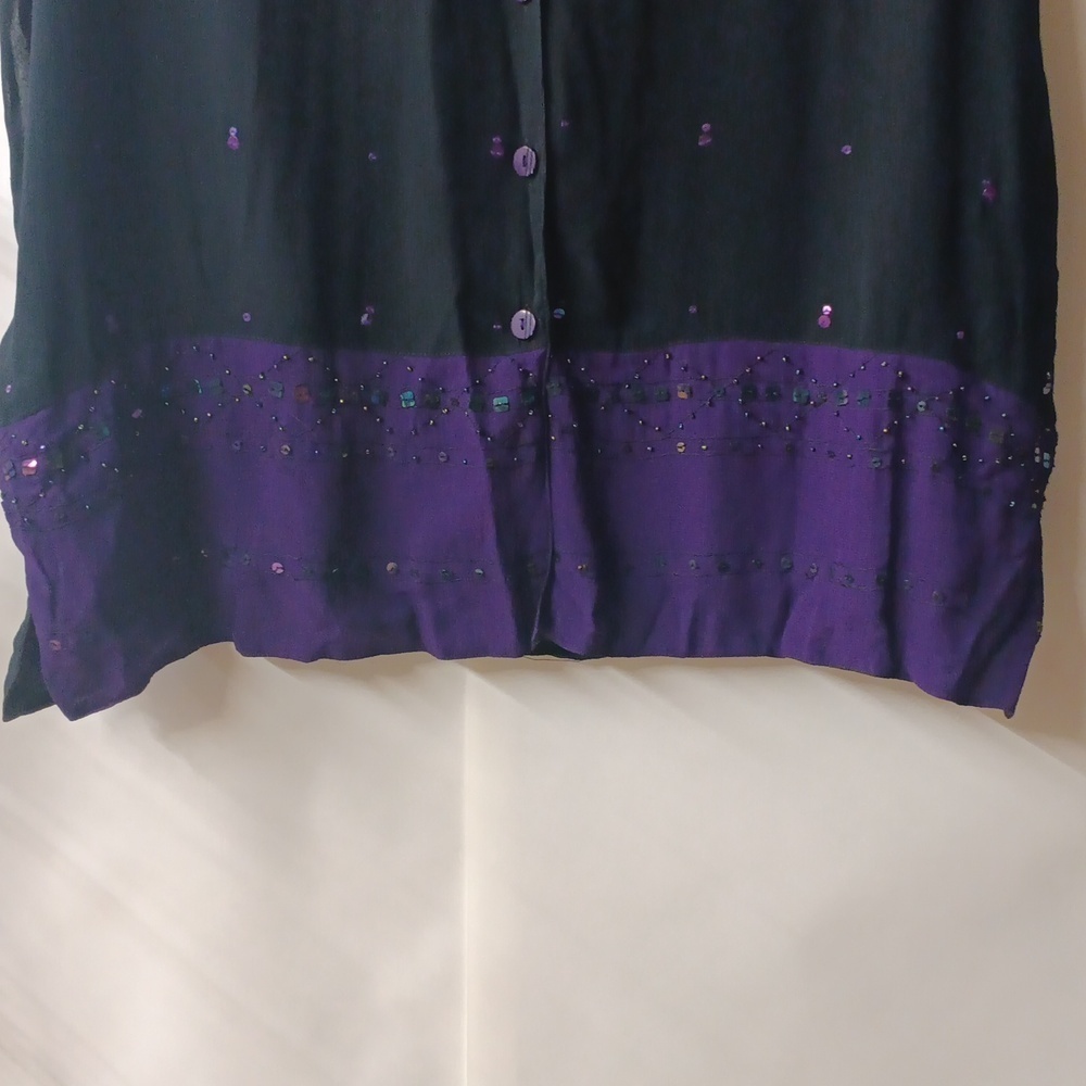 Maggie Barnes Black and Purple Blouse - Picture 2 of 4